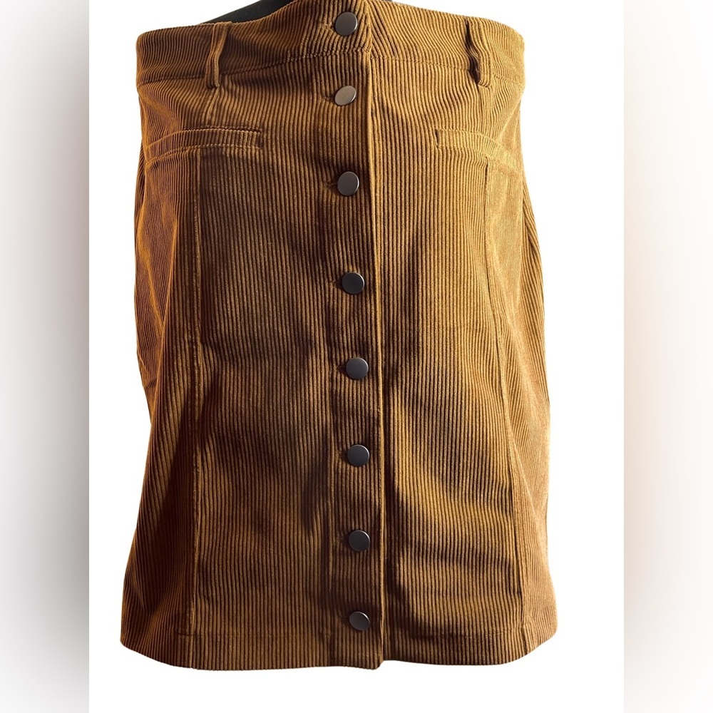 Bagatelle Corduroy Button Front Skirt Brown Sz Medium $48 Y2K NWOT Mini